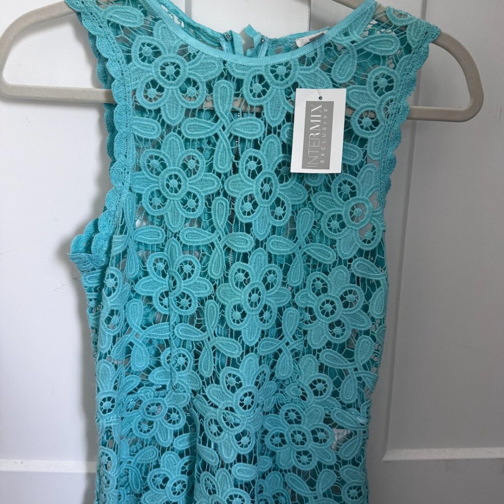 Blue Lace Peplum Top